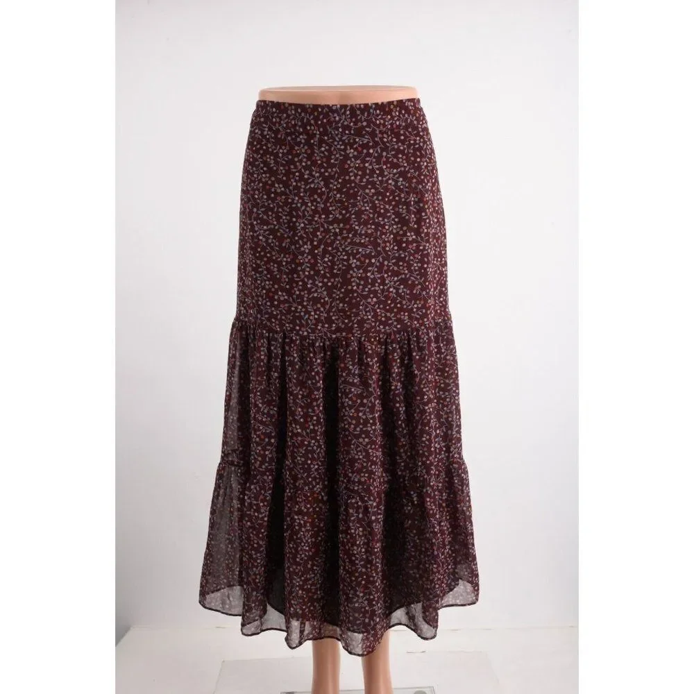 Boden Womens Frome Midi Skirt UK 20 US 16 Maroon Burgundy MultiColor Printed NWT